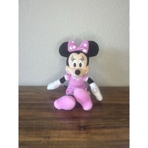 Disney Minnie Mouse Plush Pink Polka Dot Dress Stuffed Animal‎ Doll Toy 10"